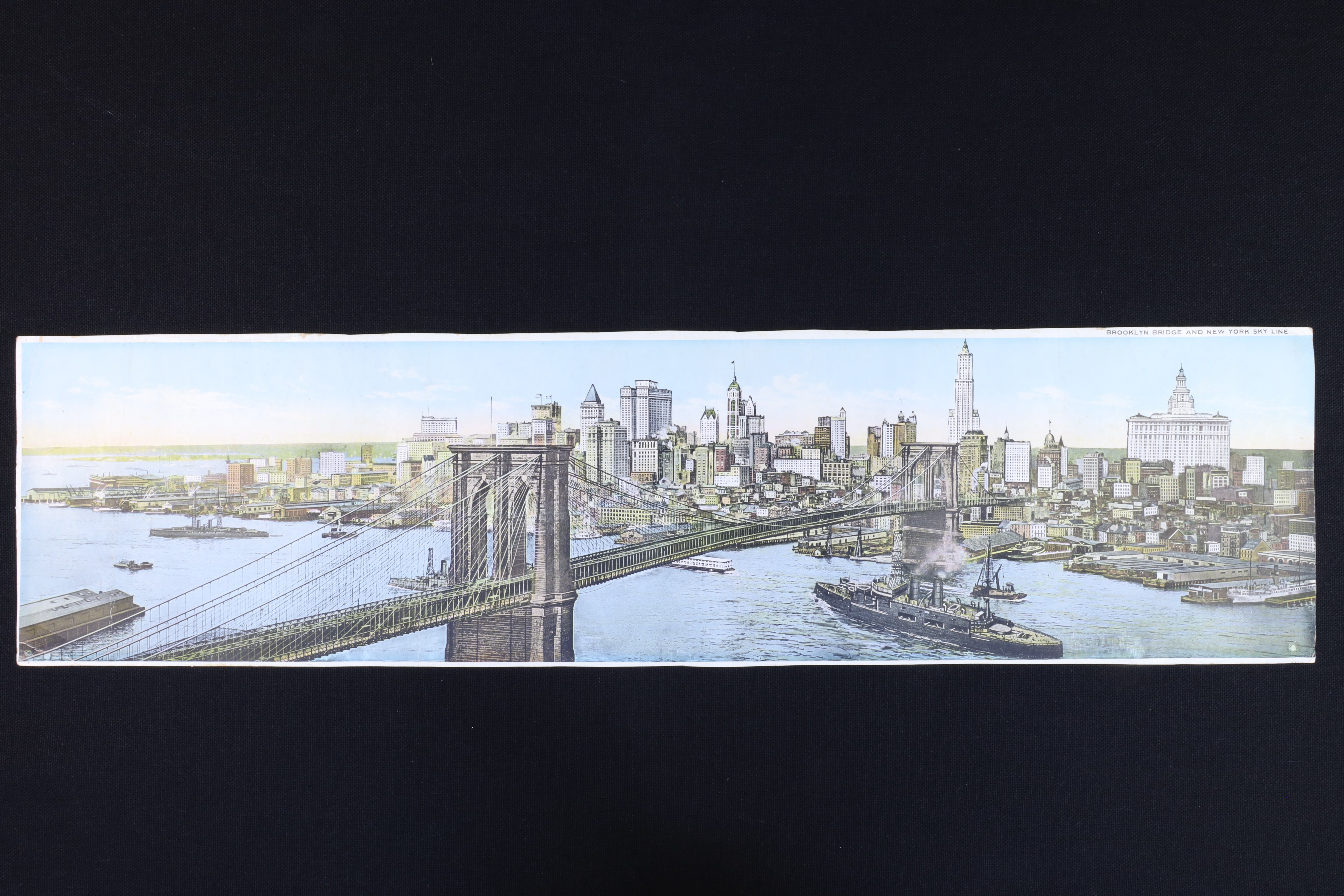 Antiguedades - POSTAL RECTANGULAR TRIPLE. PUENTE DE BROOKLYN.  A COLOR. 1915 (T)