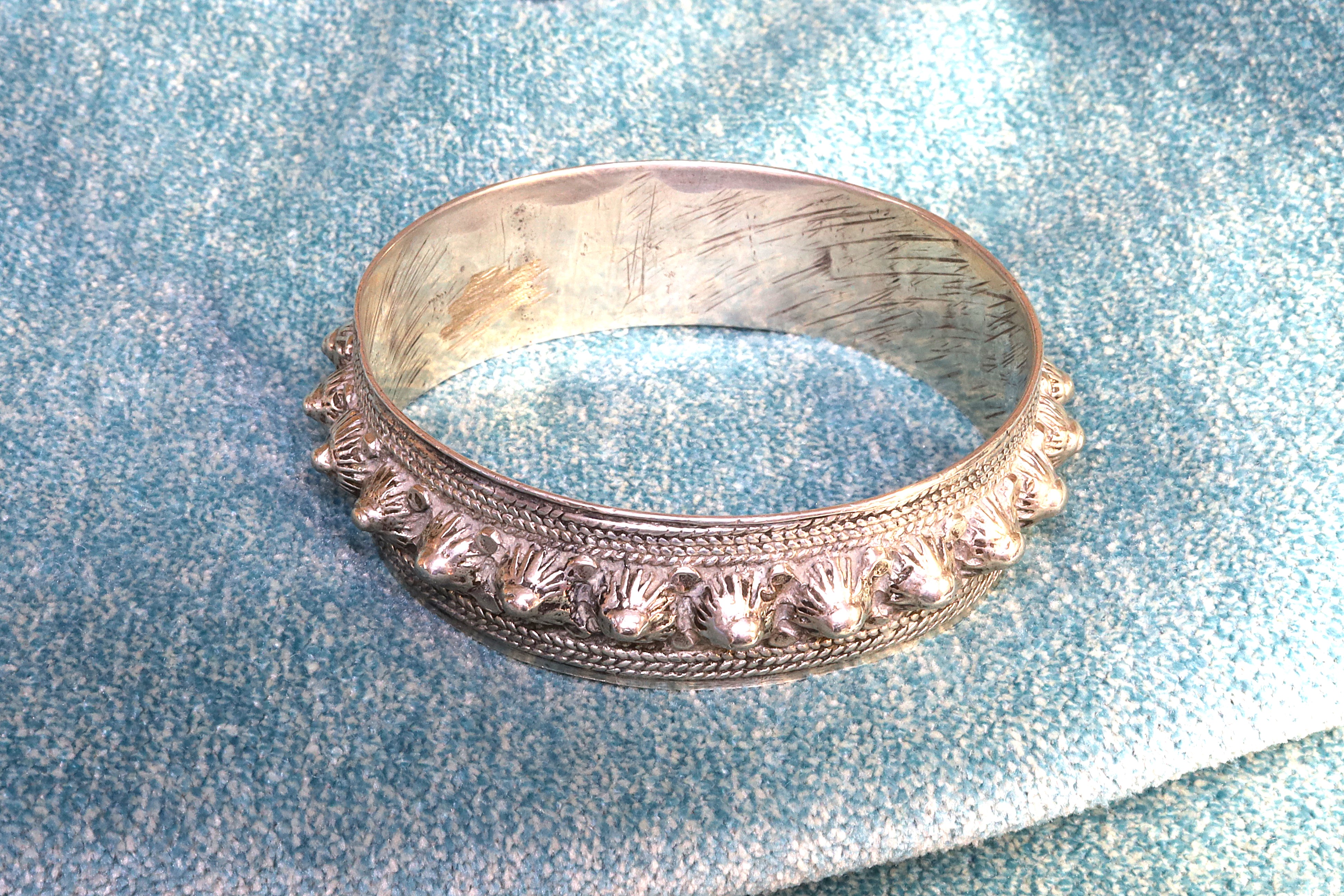 Antiques of indian bracelet bangle silverplated brass