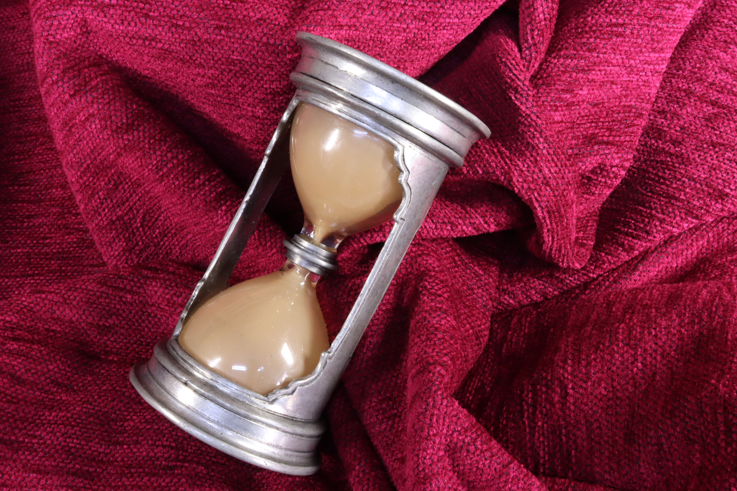 Antiguedades - RELOJ DE ARENA, CON CUBIERTA DE ESTAÑO. CRISTAL. 