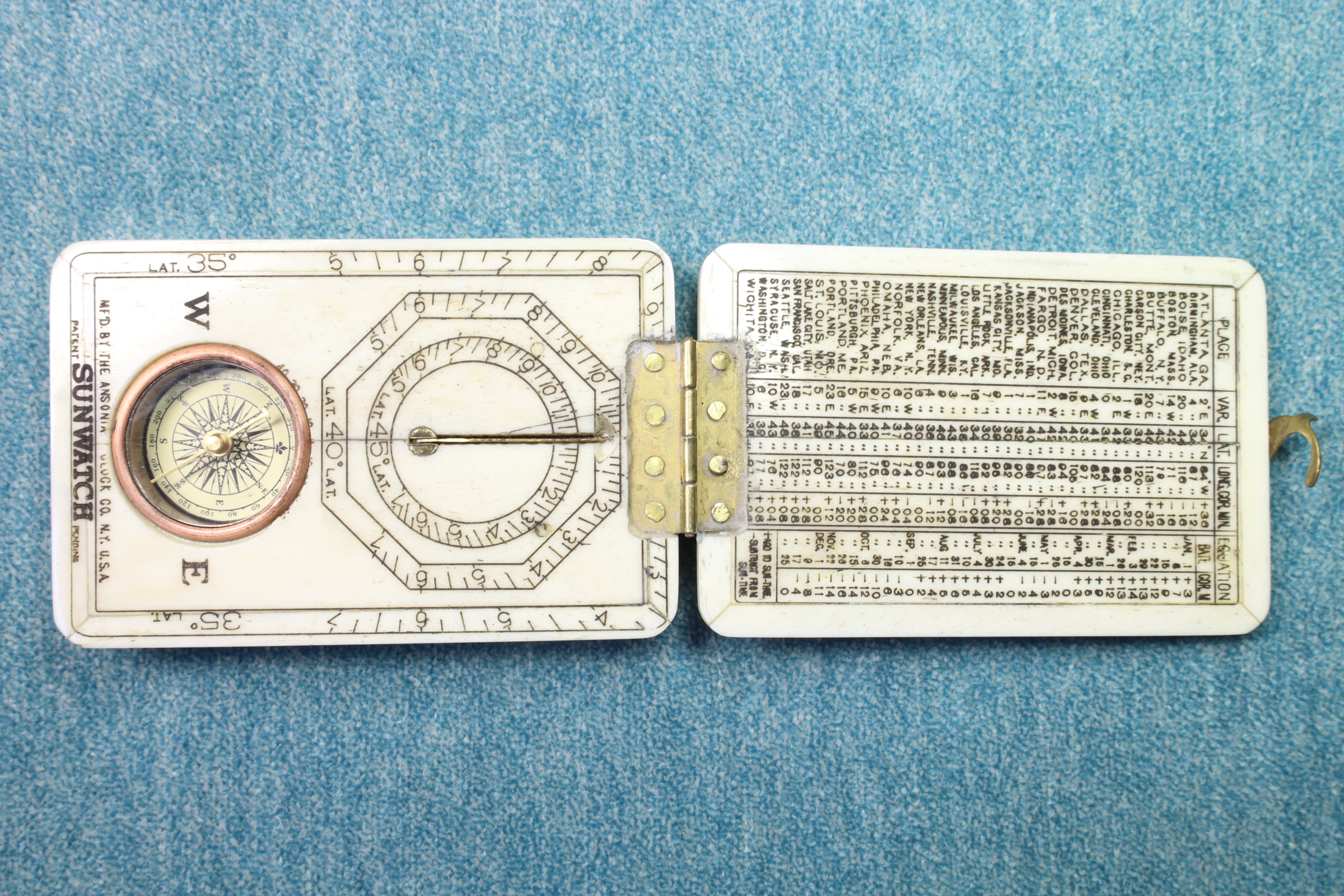 Antiguedades de reloj de sol sunwatch ansonia clock eeuu