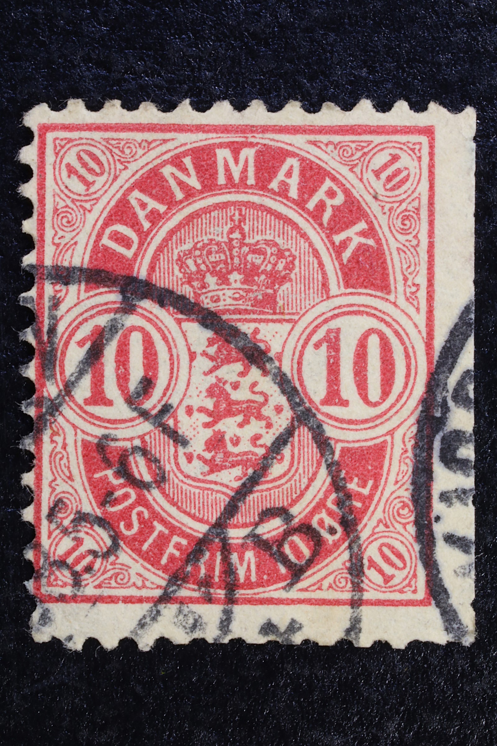 Antiques - POSTAL STAMP. DENMARK. 10 ORE. USED.