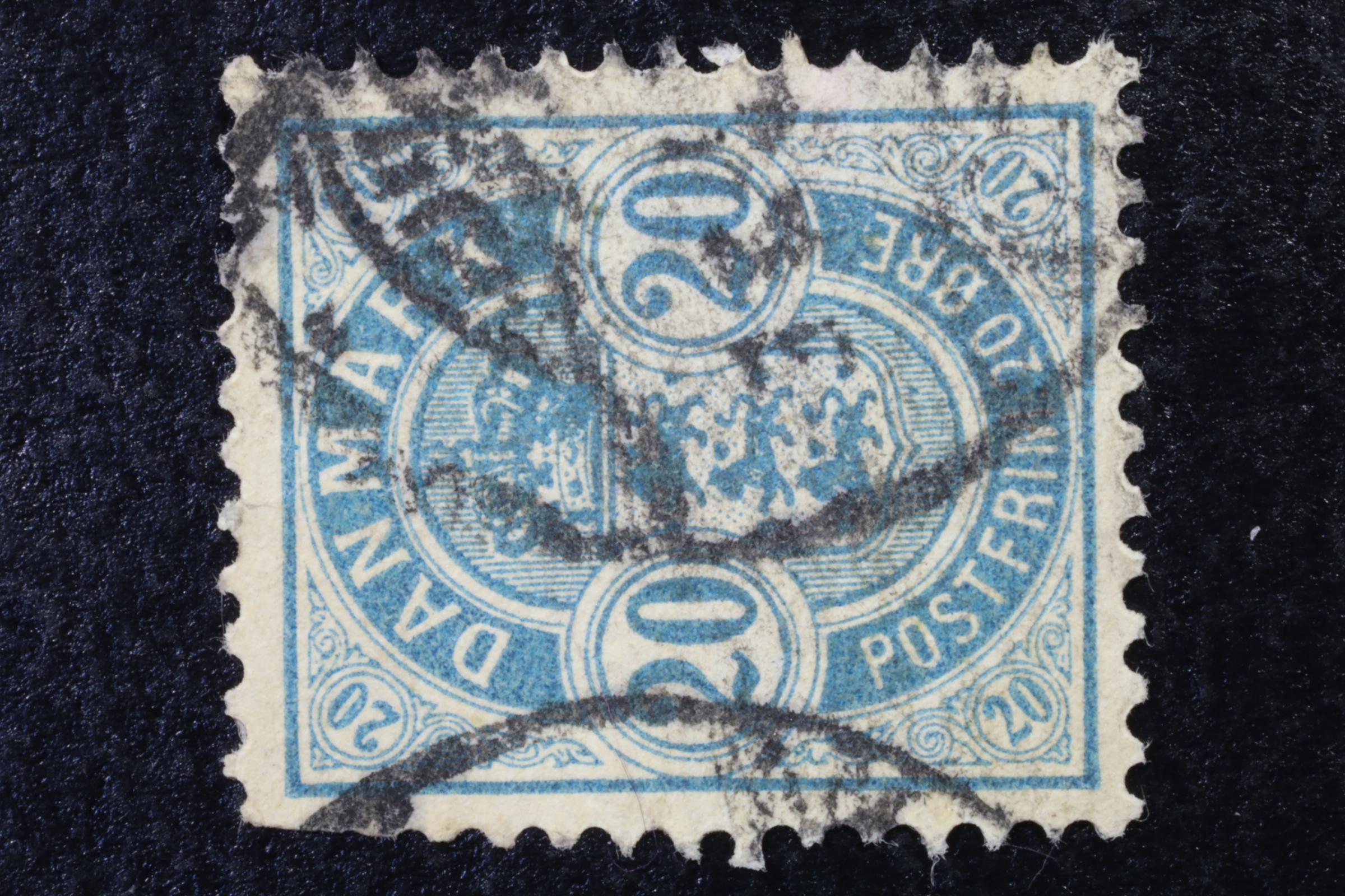 Antiques - POSTMARK. DENMARK. 20 ORE. USED.