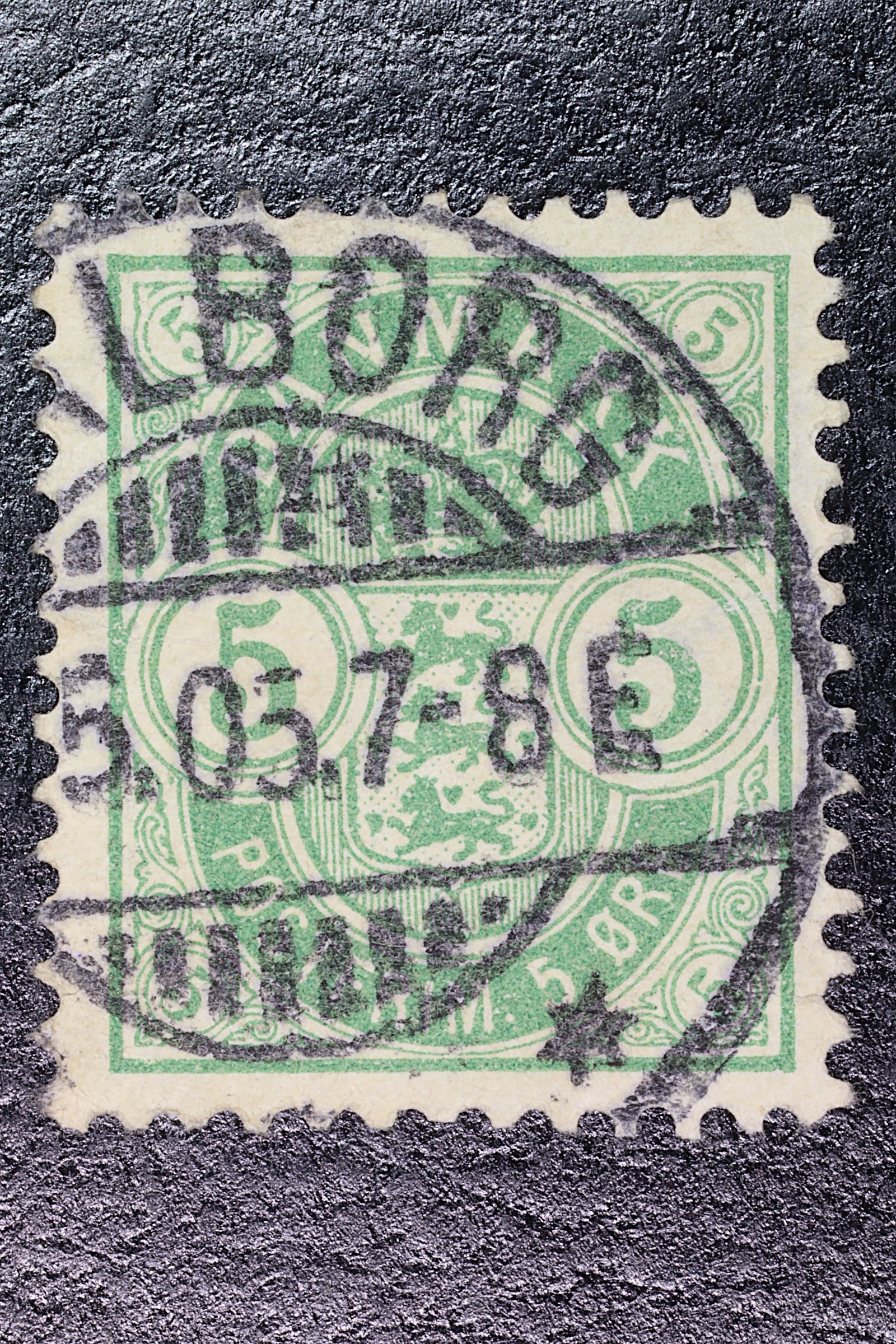 Antiques - POSTAL STAMP. DENMARK. 5 ORE. USED.