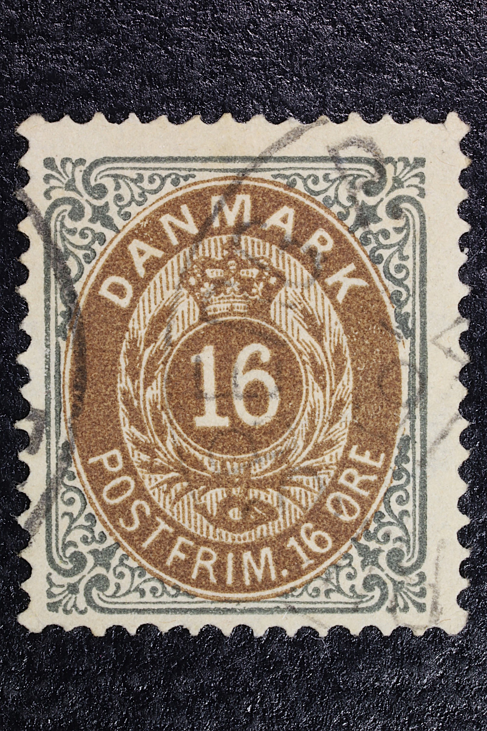 Antiguedades - SELLO POSTAL. DINAMARCA. 16 ORE. USADO. 1875