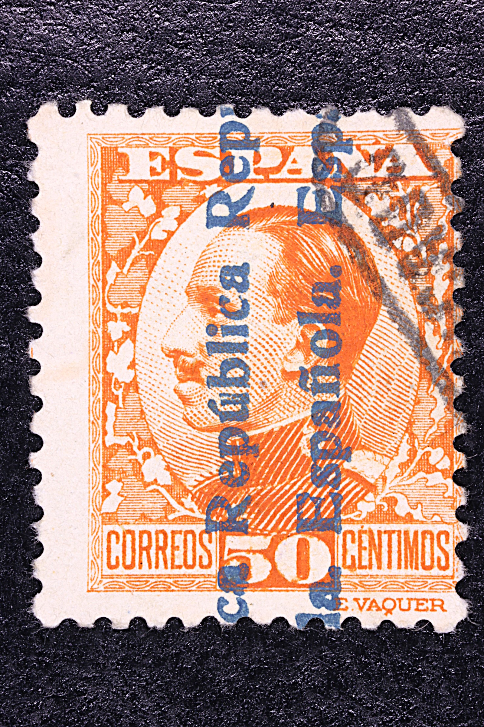 Antiques of postage stamp ‘republica española’ overprint 1931 spain 50 cents used