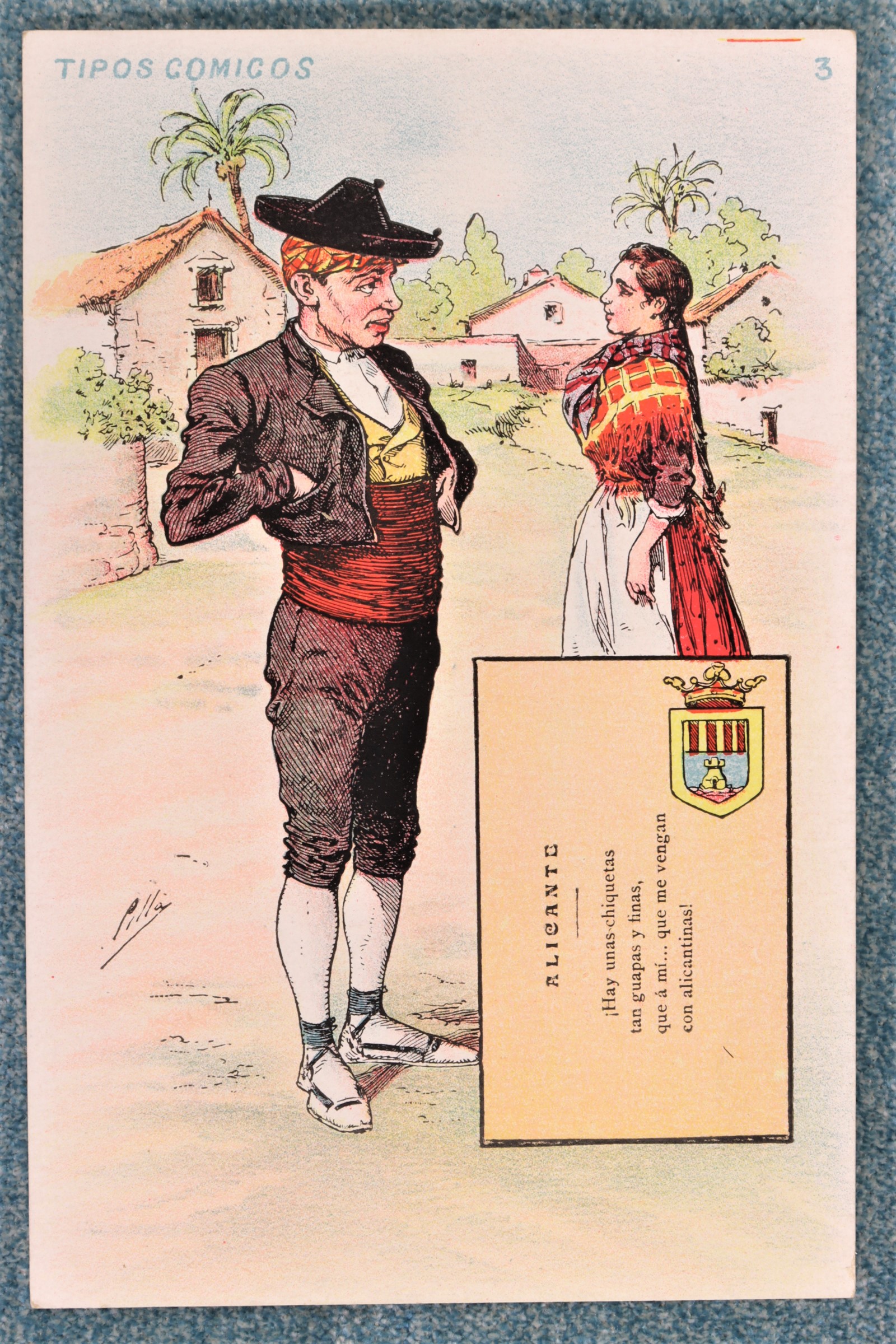Antiguedades - TARJETA POSTAL ARTÍSTICA. TIPOS CÓMICOS. ALICANTE. (T)