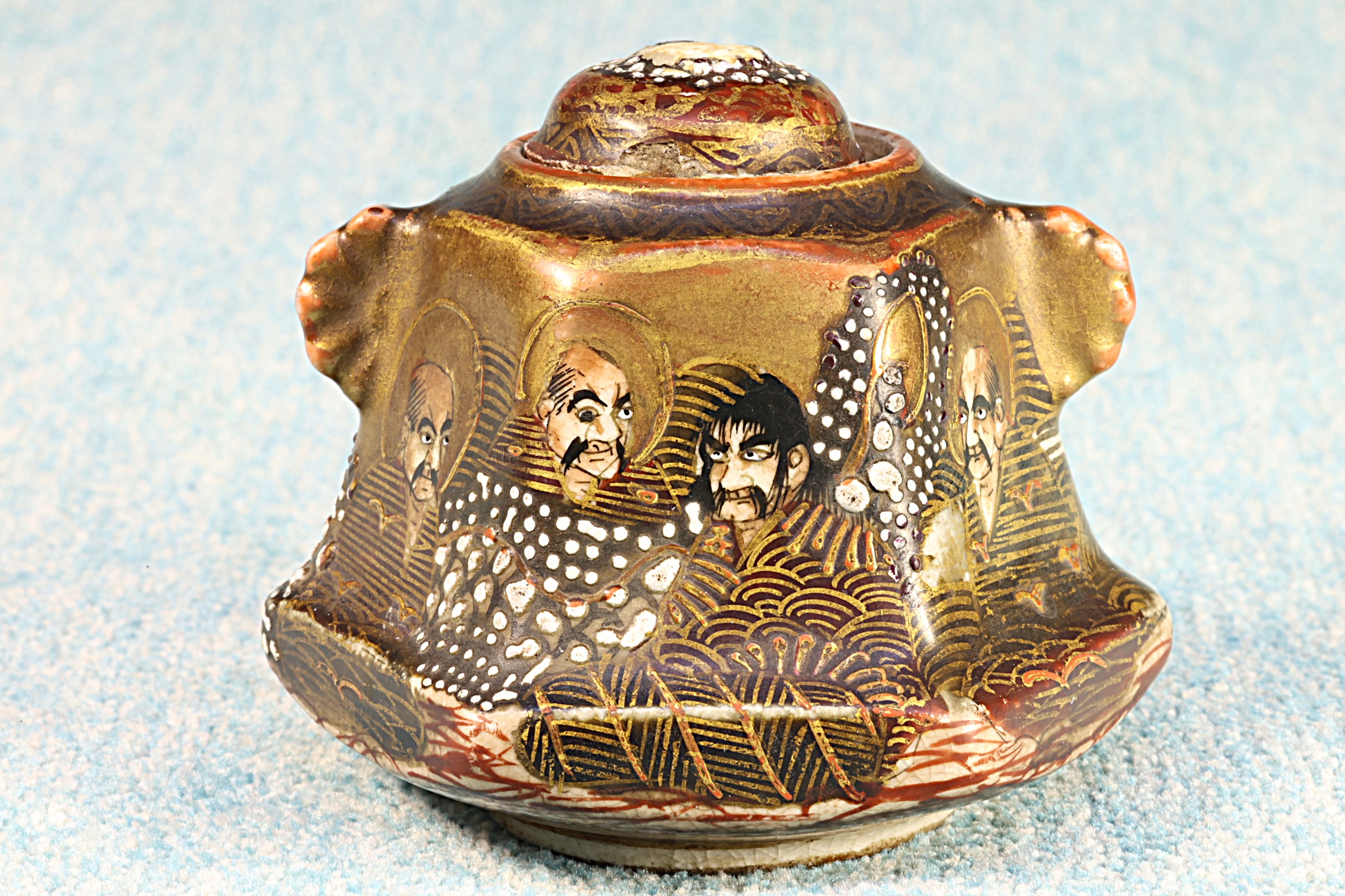 Antiguedades de tintero japones satsuma miniatura