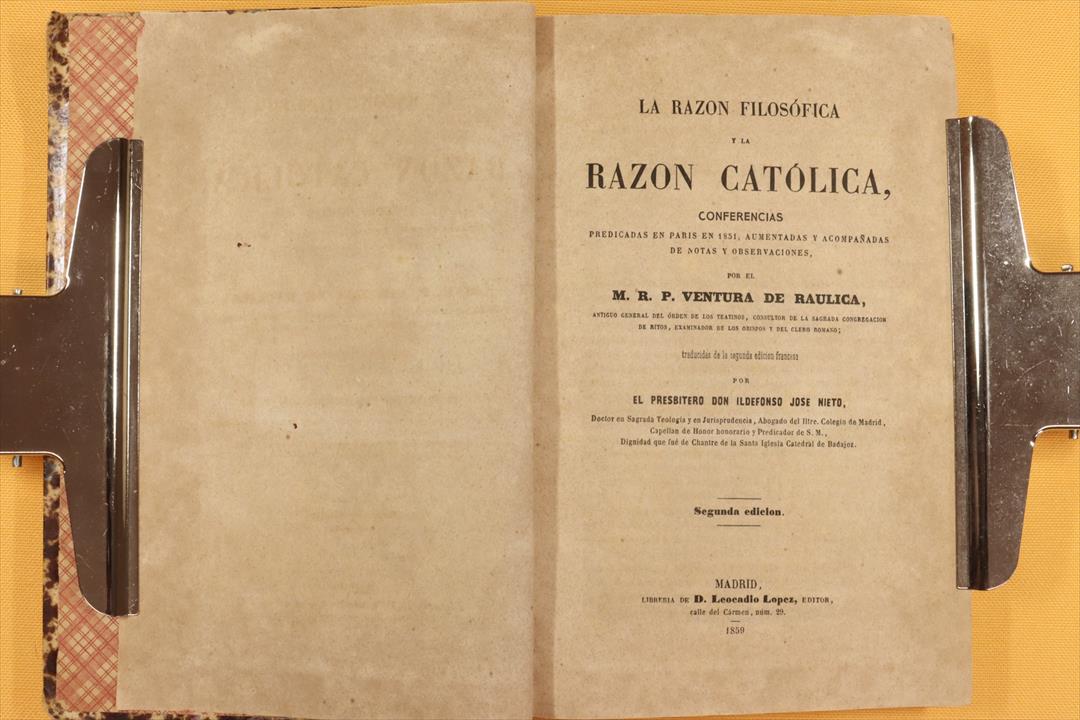 Antiques - BOOK PHILOSOPHICAL REASON AND CATHOLIC REASON. VENTURA. 1859 (T)