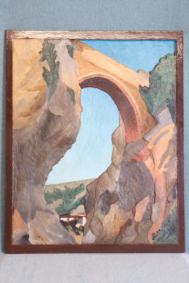 Antiques - BRIDGE OF RONDA. OIL ON PANEL. ARRATIBEL. (T)