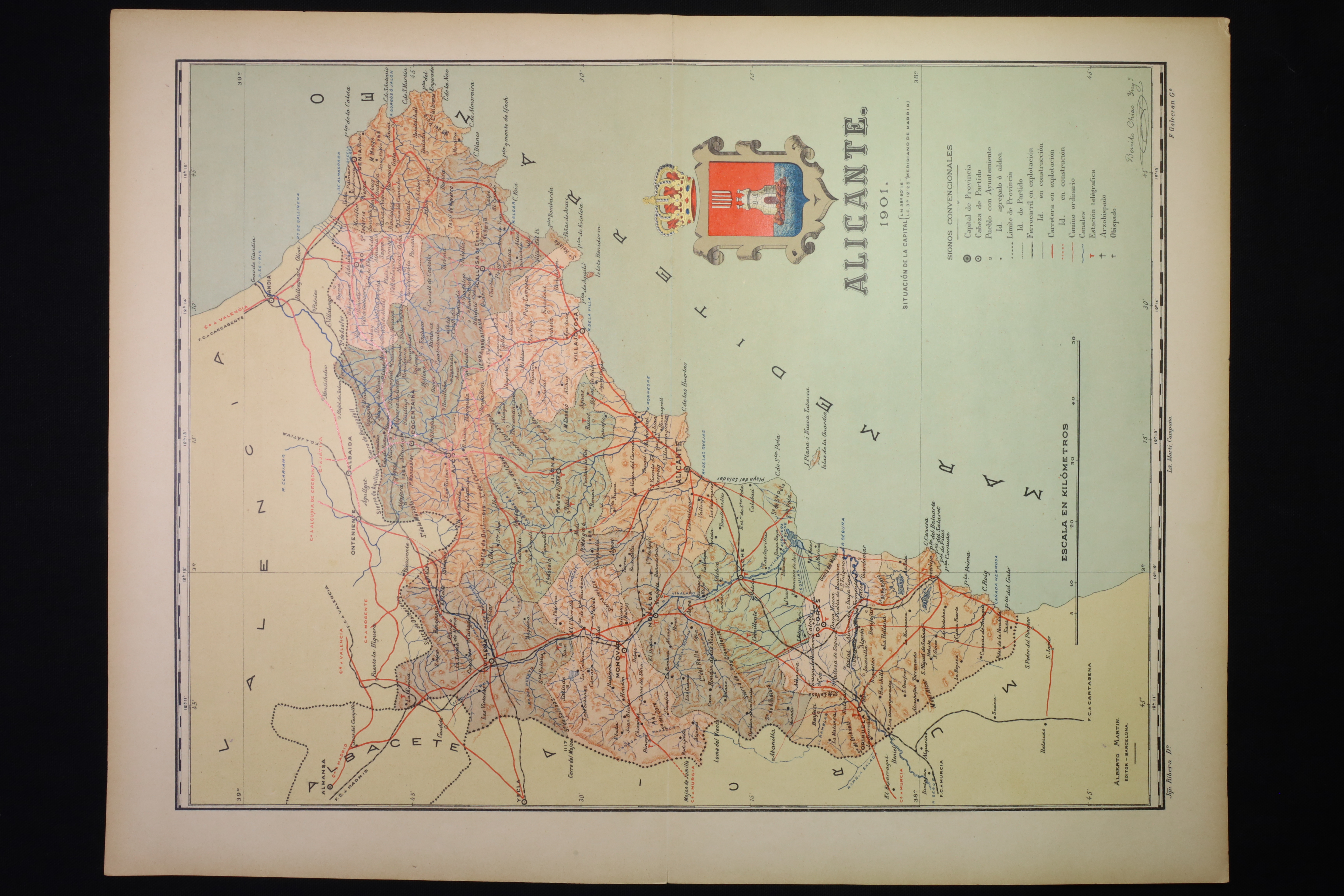 Antiques - ENGRAVING. ATLAS MAP OF THE PROVINCE OF ALICANTE. 1901 (T)