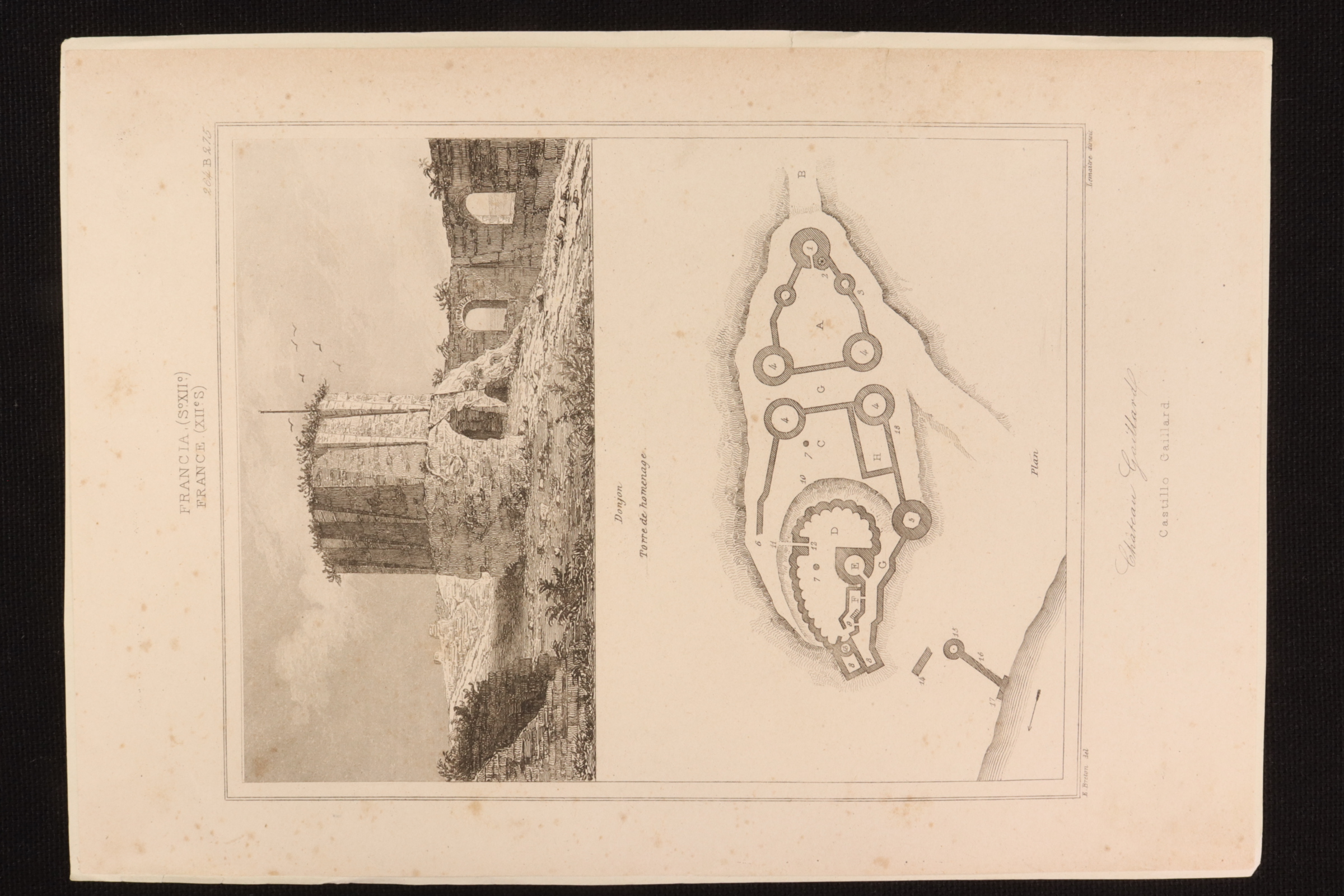 Antiques - ENGRAVING CASTLE GAILLARD. FRANCE. (T)
