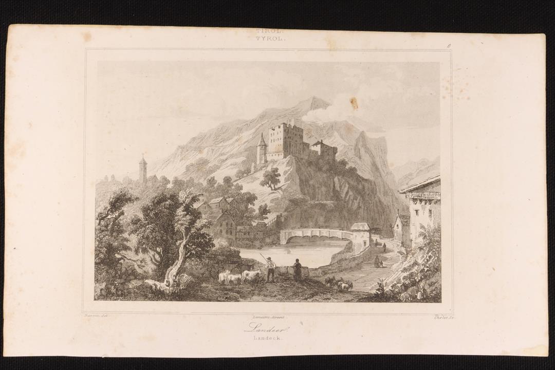 Antiques - ENGRAVING CASTLE OF LANDECK TYROL. LEMAITRE (T)