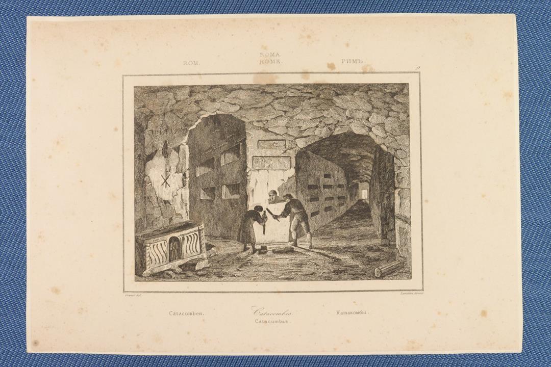 Antiques - ENGRAVING CATACUMBES ROME. 19TH CENTURY (T)
