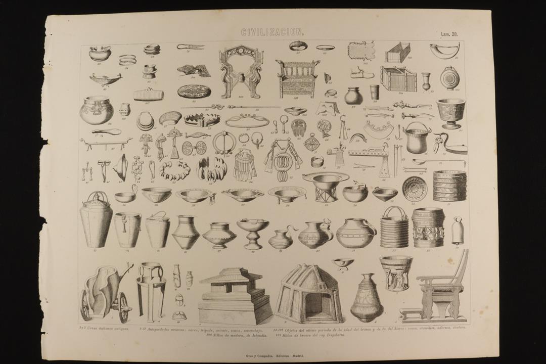Antiques - ENGRAVING CIVILISATION 28 GRAS & Cª. CLASSICAL, ETRUSCAN, IRON AND BRONZE AGES, ETC. (T)