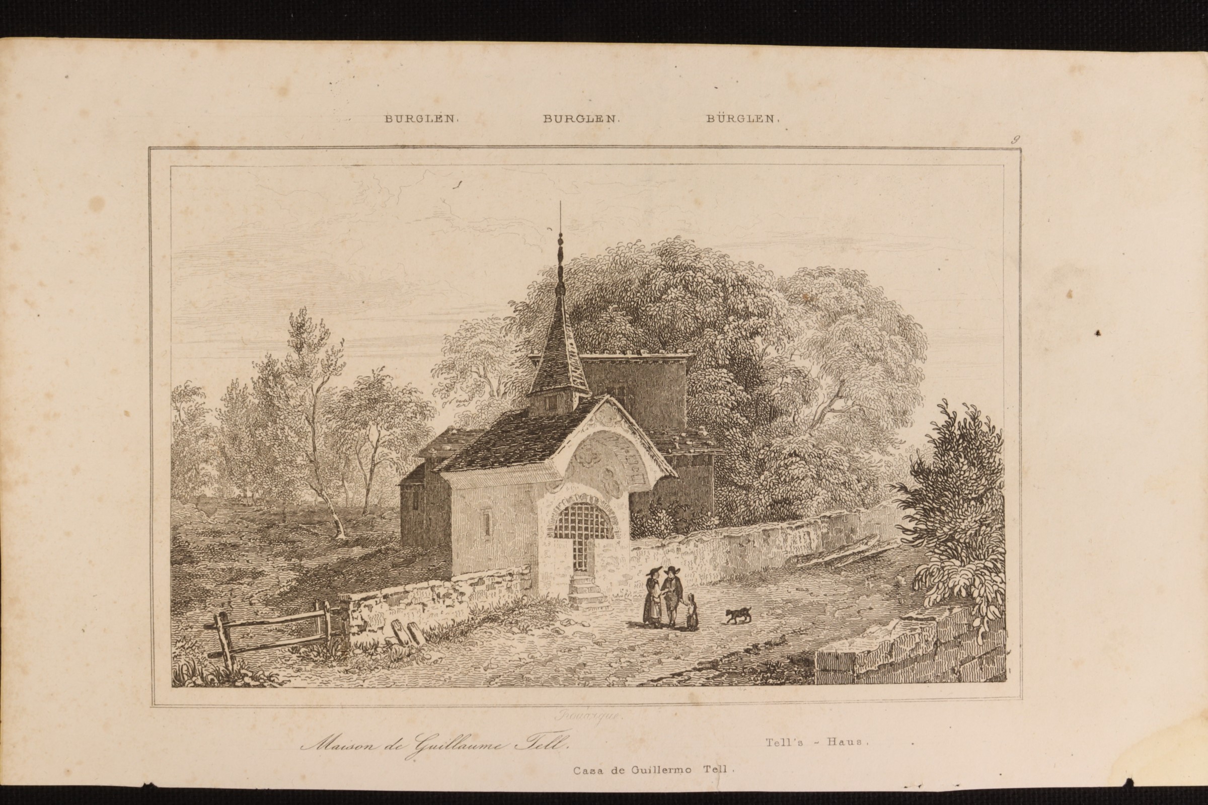 Antiques - ENGRAVING GUILLERMO TELL BÜRGLEN HOUSE. SWITZERLAND. (T)