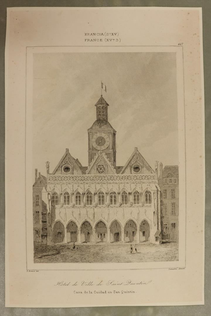 Antiques - ENGRAVING HOUSE OF THE CITY IN SAN QUINTIN. S.XIX. (T)