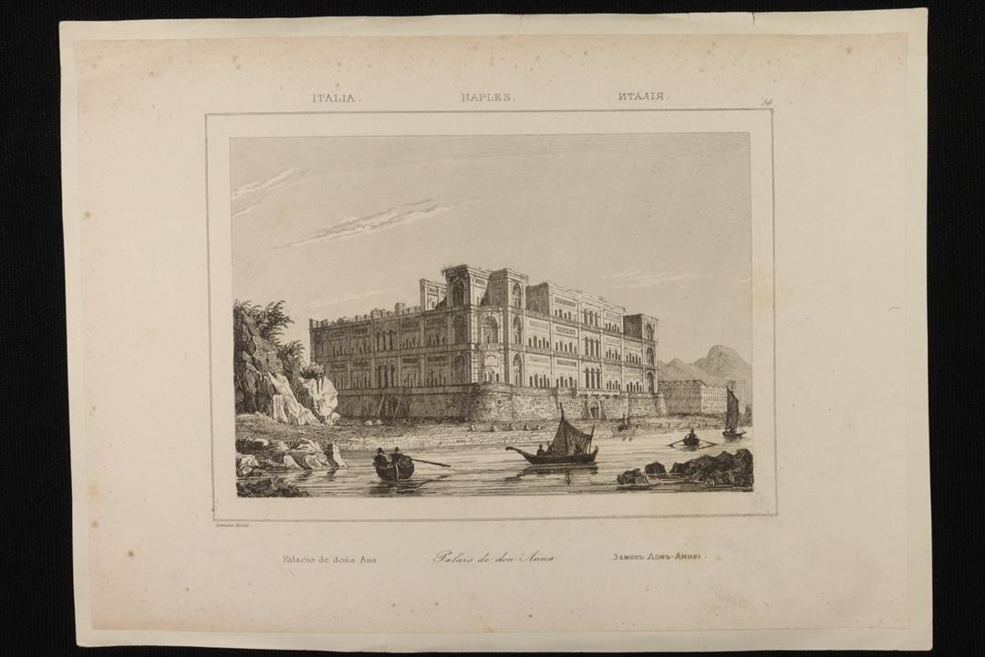 Antiques - ENGRAVING PALACE OF DOÑA ANA. ITALY (T)