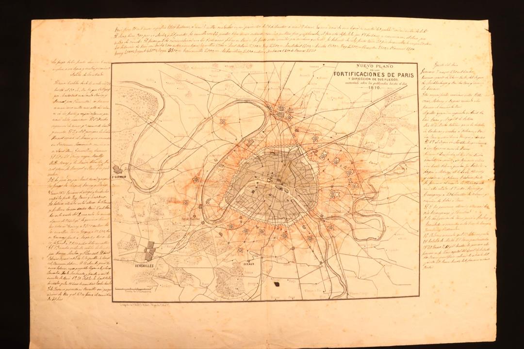 Antiques - ENGRAVING PARIS. FRANCO-PRUSSIAN WAR. HANDWRITTEN MARGINAL NOTES. 1870 (T)