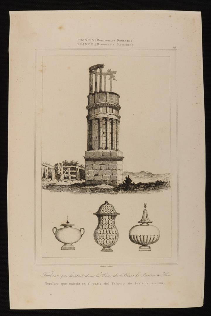 Antiques - ENGRAVING SEPULCRO DEL PALACIO DE JUSTICE DE AIX. (T)