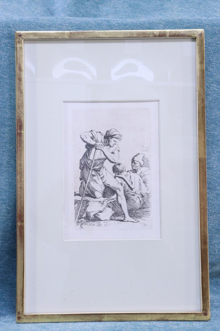 Antiques - ENGRAVING SERIES FIGURINES. GROUP OF CHARACTERS. SALVATOR ROSA (T)