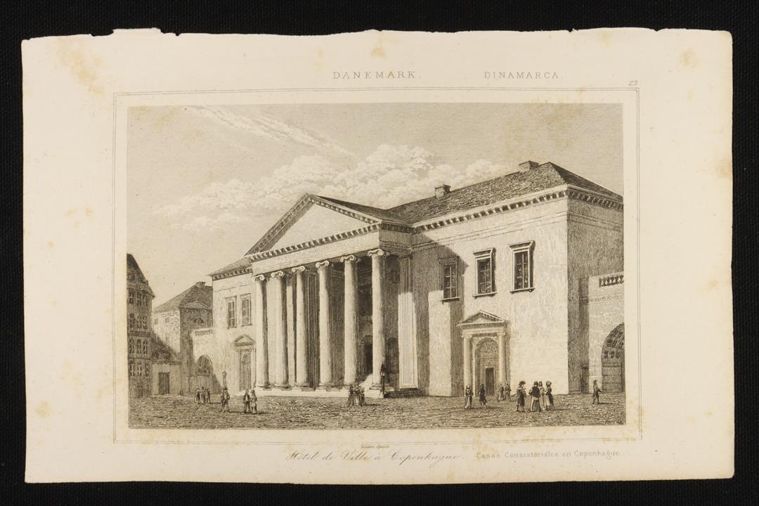 Antiques - ENGRAVING TOWN HALLS IN COPENHAGEN. DENMARK (T)