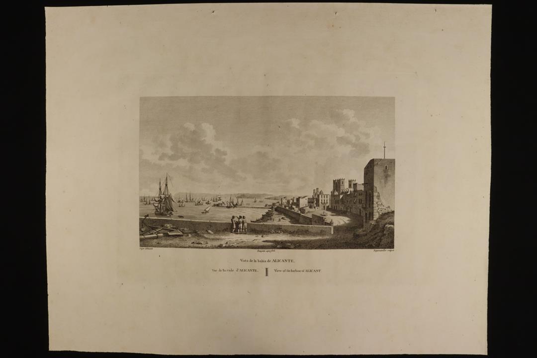 Antiques - ENGRAVING. VIEW BAY OF ALICANTE. LABORDE. 2 (T)