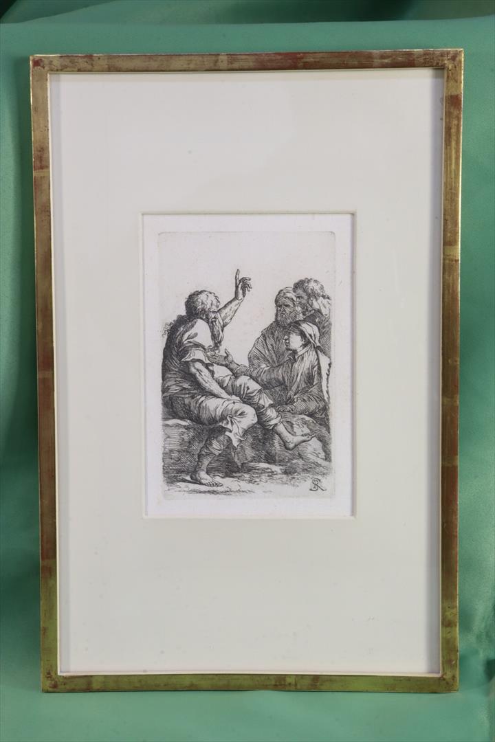 Antiques - FIGURINES SERIES ENGRAVING. PHILOSOPHER DEBATING. SALVATOR ROSA. (T)