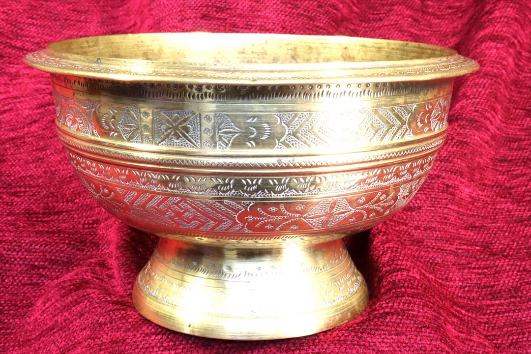 Antiguedades de indo persian bronze vessel hand cincelled