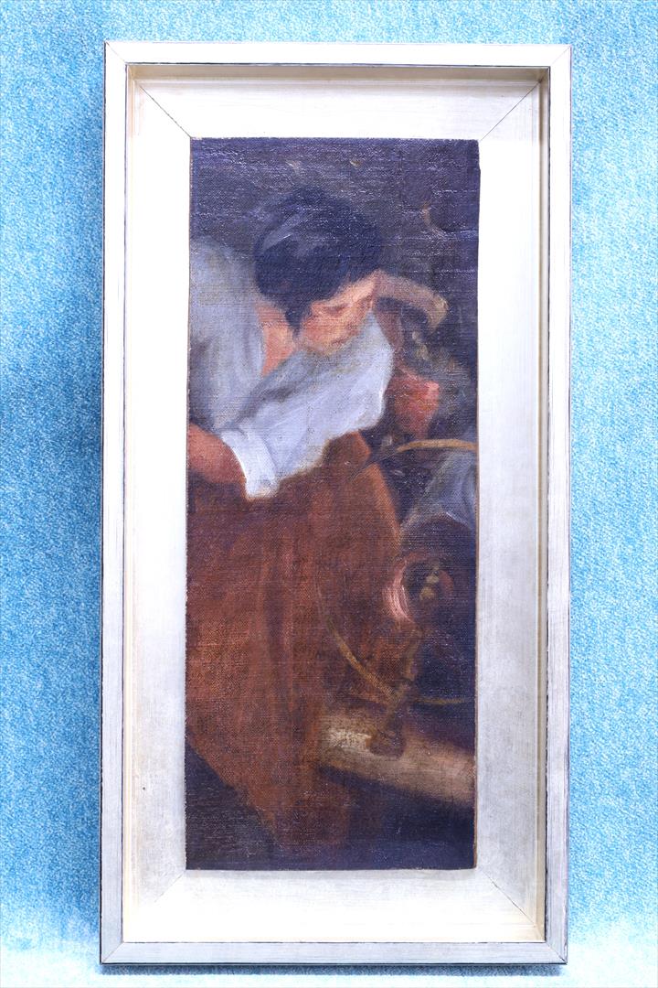 Antiques - OIL FRAGMENT 'LAS HILANDERAS'. FOLLOWER OF VELÁZQUEZ. 18TH CENTURY (T)