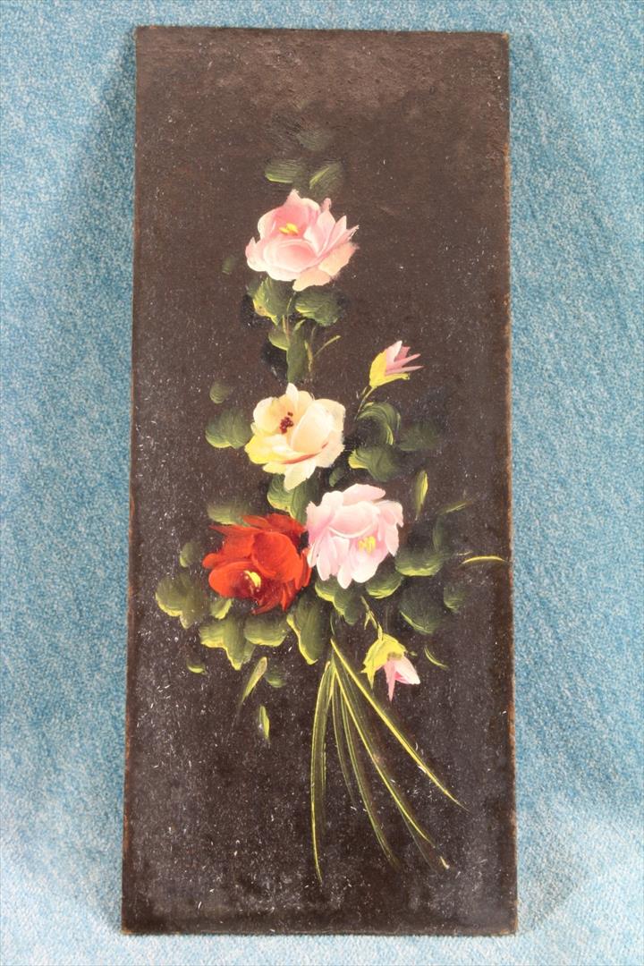Antiques - OIL ROSES. SMALL PRESSED CARDBOARD BOARD (5) (T)