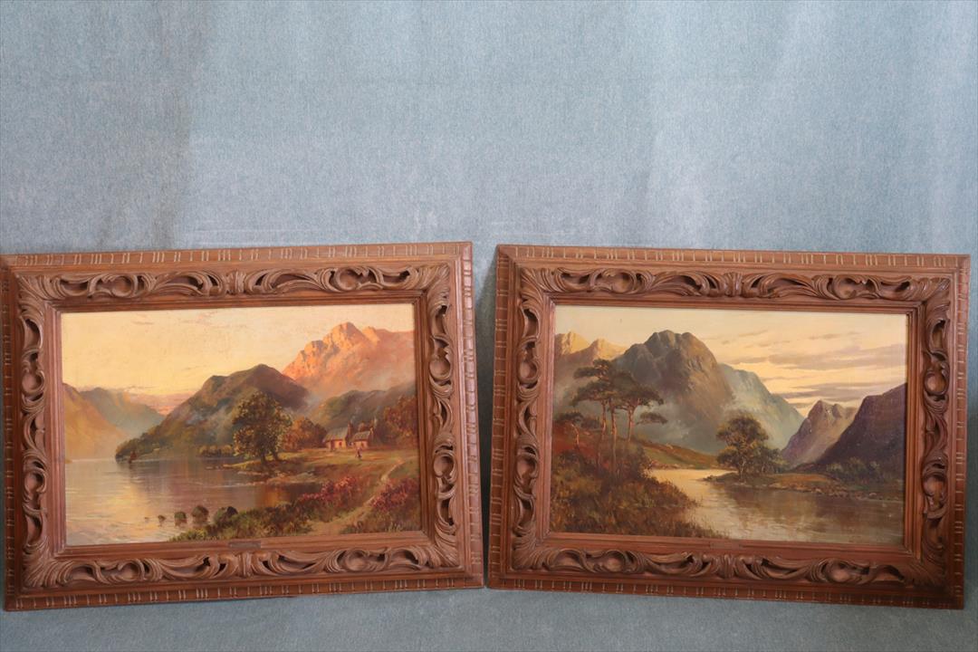 Antiques - OILS ON CANVAS. LANDSCAPE PAIR. WILLIAM RICHARDS. 20TH CENTURY (T)