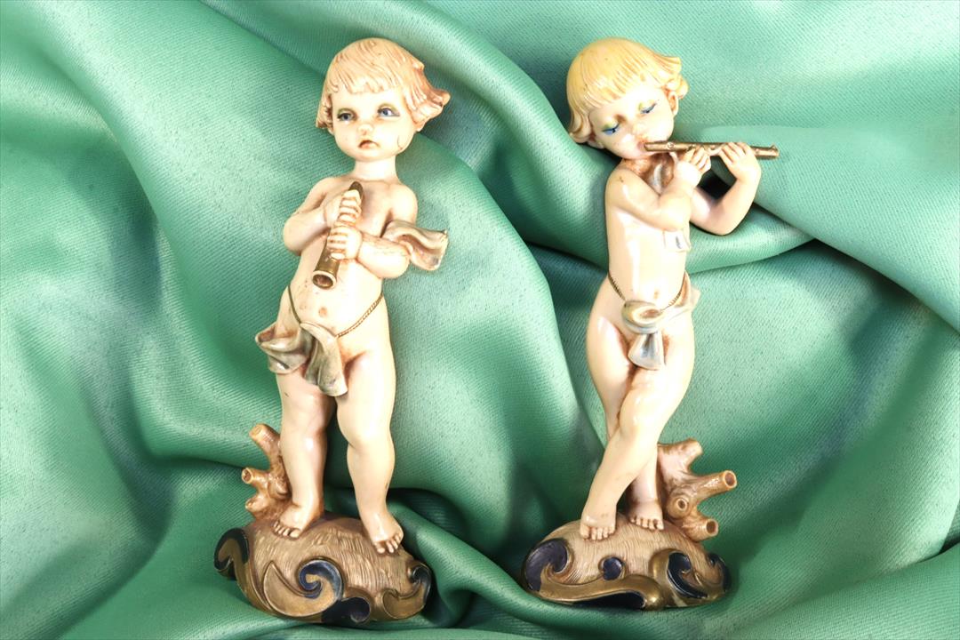 Antiques - PAIR OF CHILDREN MUSICIANS. PLASTIC. FONTANINI SIMONETTI. (T)
