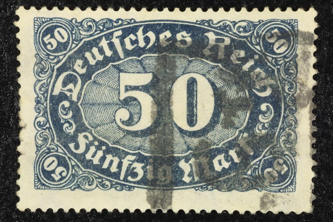 Antiques - POSTAL STAMP. GERMANY. 50 MARKS. USED. (T)
