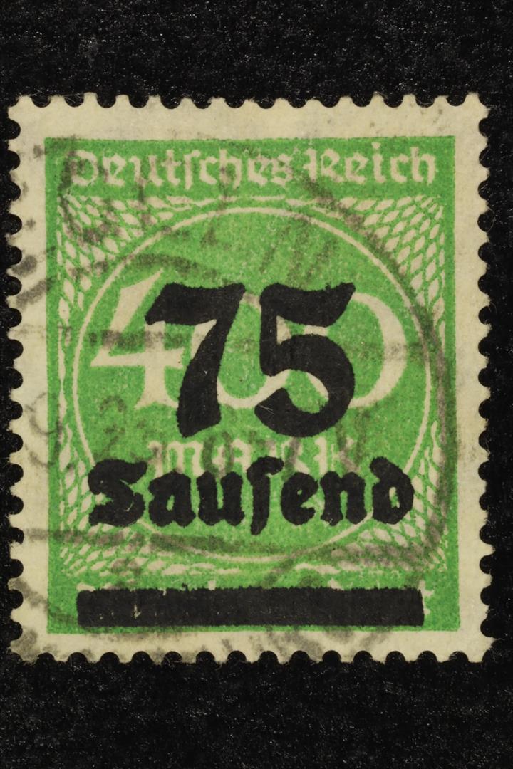 Antiques - POSTAL STAMP. GERMANY. 75 MARKS. USED.